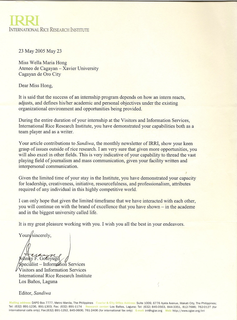 letters of recommendation volunteering letter of recommendation
